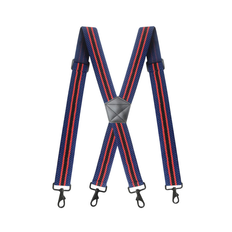 JinKang Men's black hook suspenders straps straps Corn pattern elastic lengthening suit pants straps fat man elastic shoulder straps Wide Powerful trouser belt