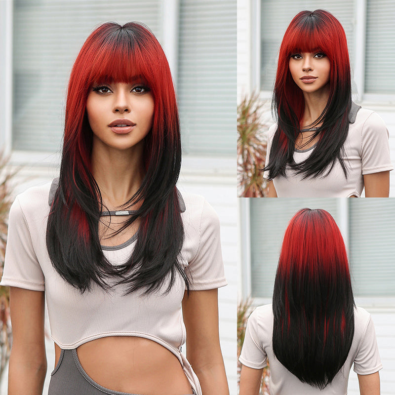aoxuan Wig 6(Starting batch 100) Gradual purple wig female natural full head cover