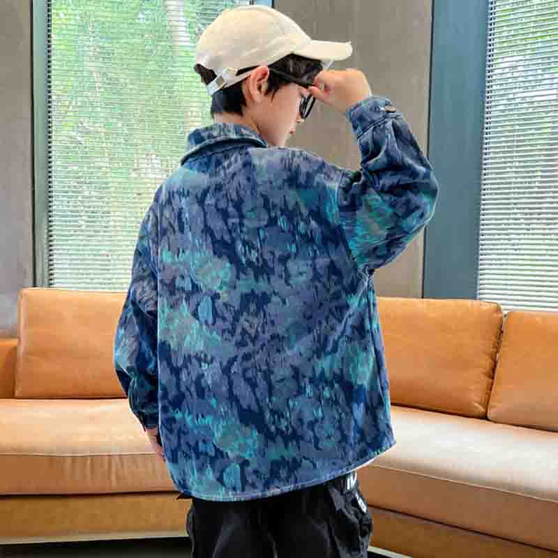 ZHONGRUI 2022 Fall graffiti denim coat