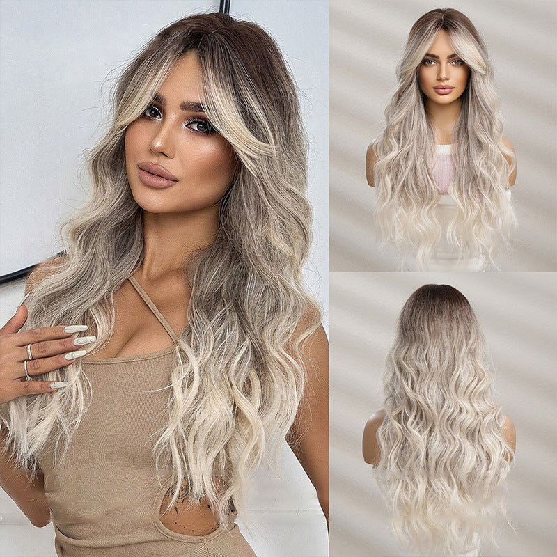 aoxuan temu Wig 02(Starting batch 100) Midsection gradient wig Long curly wig