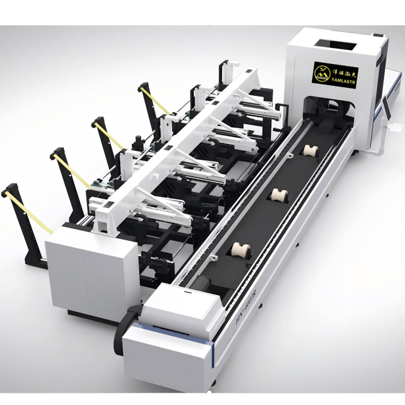 YueGe Automatic feeding two chucks laser tube cutting machine High-power fiber laser cutting machine CNC fiber laser cutting machine