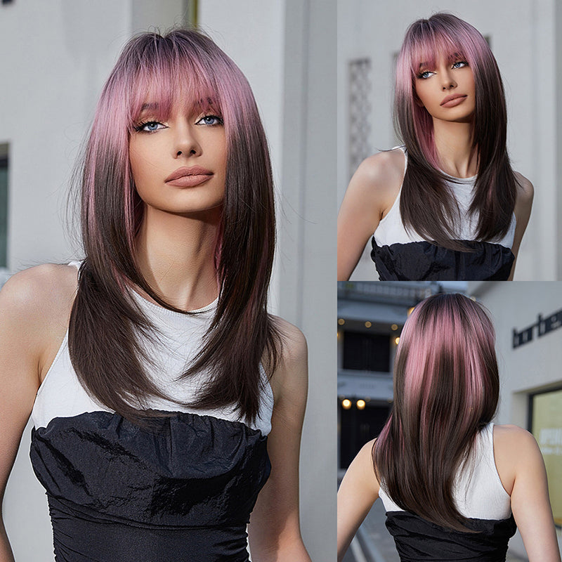 aoxuan Wig 6(Starting batch 100) Gradual purple wig female natural full head cover