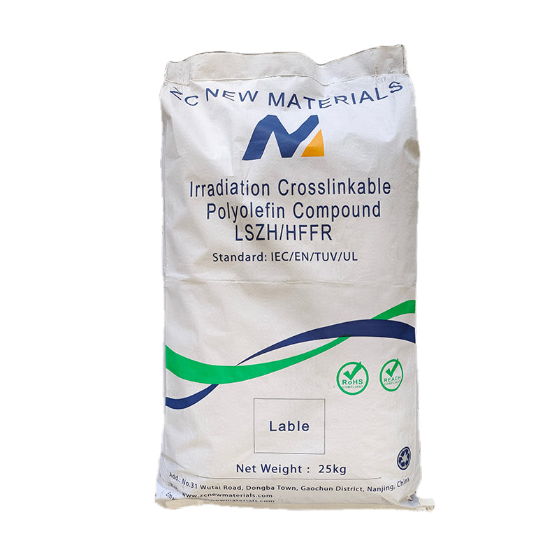 ZHONGCHAO Irradiated crosslinked low smoke halogen free flame retardant polyolefin insulation/sheath material for photovoltaic wires at 125℃.