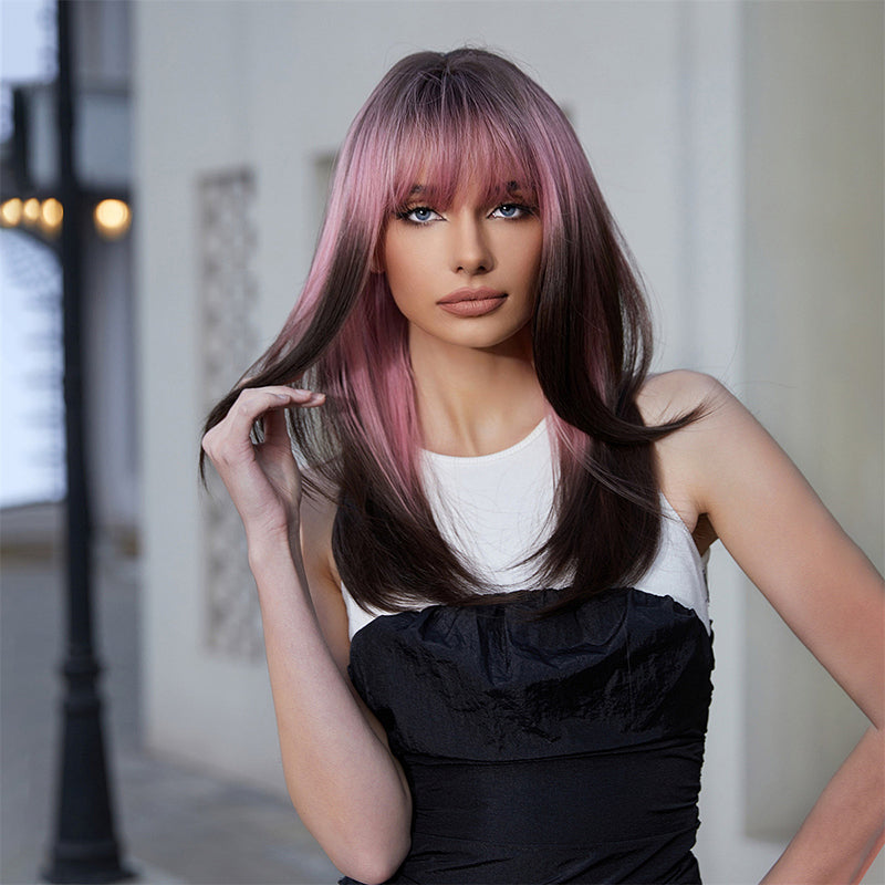 aoxuan Wig 6(Starting batch 100) Gradual purple wig female natural full head cover