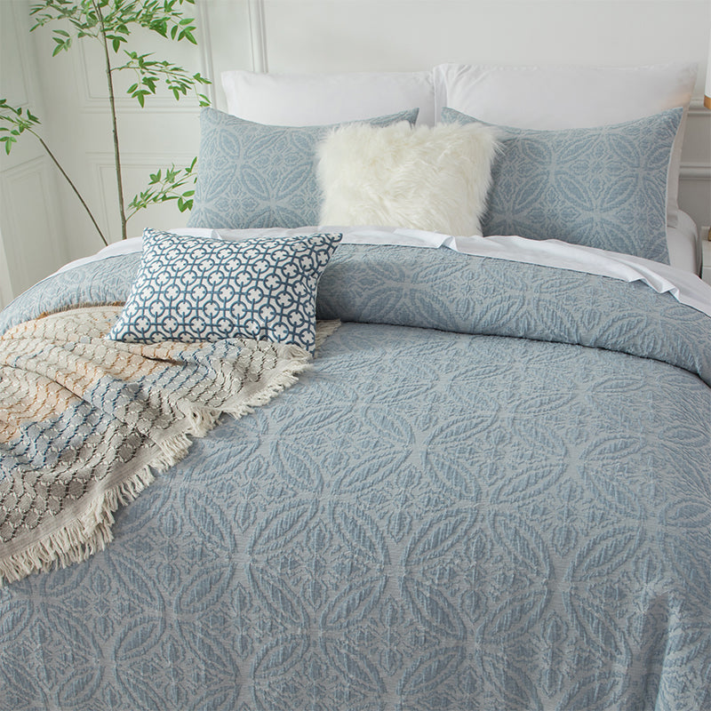 Smartex 5pc Vintage Boho Medallion Cotton Blend Jacquard Bedding Set – Comforter Set & Cushions – Distressed Blue(Price please ask customer service)Minimalist Modern Minimalist