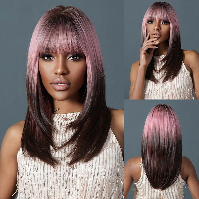 aoxuan Wig 6(Starting batch 100) Gradual purple wig female natural full head cover