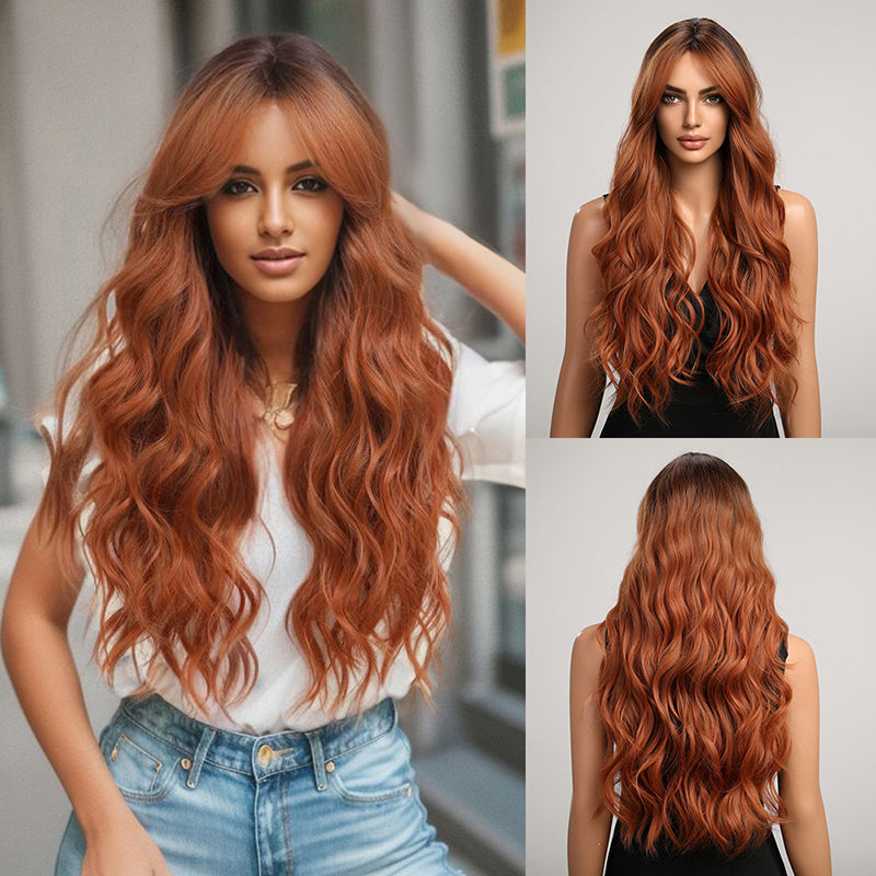 aoxuan temu Wig 02(Starting batch 100) Midsection gradient wig Long curly wig