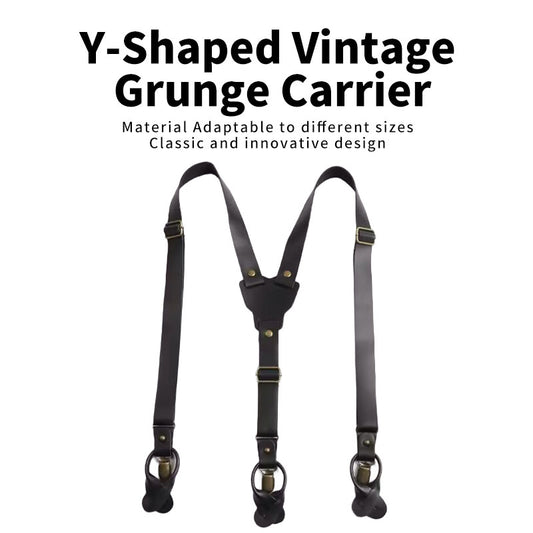 JinKang Men's Cowhide Shoulder Strap Vintage Back Straps Suspenders Leather Button Ears and Green Ancient Clip Buckle Dual Purpose Decorative Suspenders Trouser Clip Stretch Elastic Anti-fallout belt Vintage Stretch Shoulder Strap Y-shape