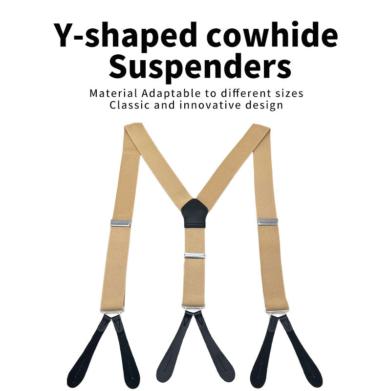 JinKang Adult suspenders Personalized Y-shaped cowhide six-button sling Men's Suit Pants Lift Pants Button Style