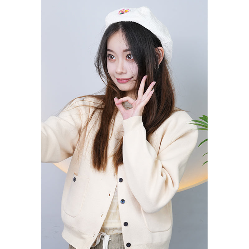 XITAI  knitted garment 06  Loose Short Knit Jacket Wool Cardigan Women Long Sleeve Soft Sticky Top Coat Jacket