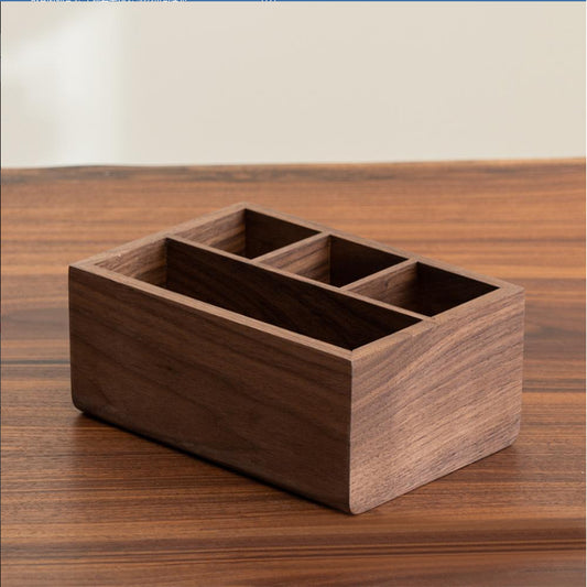 YANSE  Four compartments creative organizer 19.5x13.5x8.5 Wooden desktop stationery storage box high appearance level simple square