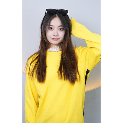 XITAI  knitted garment 03 Japanese tide loose sweater round neck spring and fall models sweater thickened hoodless tops female