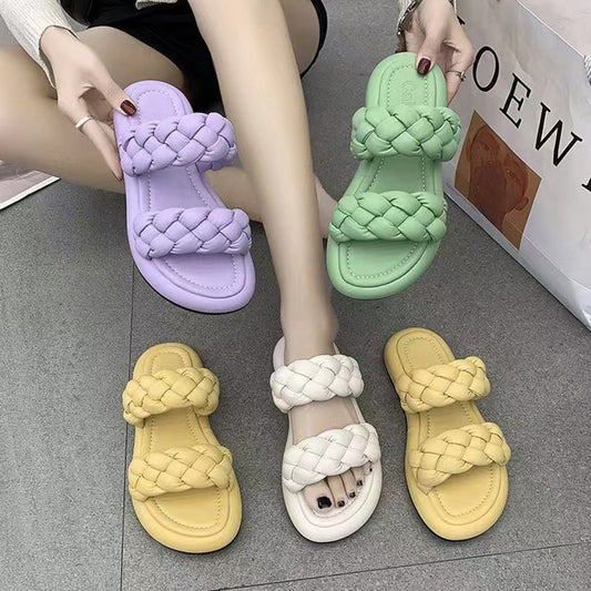 BODUODUO  Slippers women's summer wear 2022 new versatile net celebrity woven platform beach women's shoes summer sandals