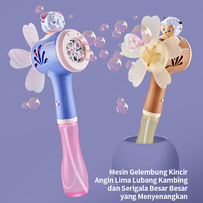 HUALONG  Pleasant Goat and Big Wolf five-hole windmill bubble machine