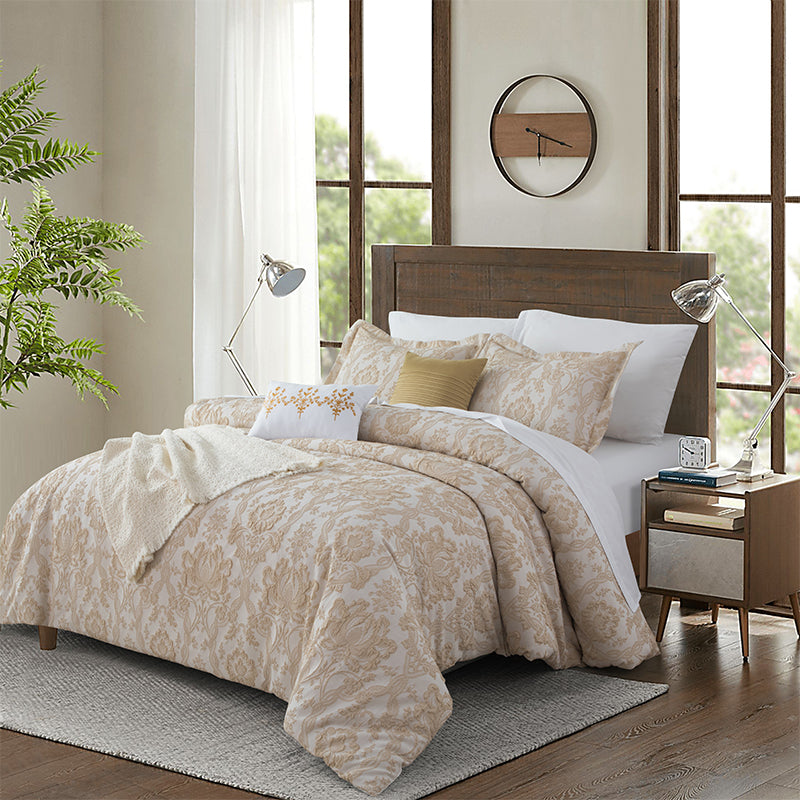 Smartex 5pc Classic Damask Polyester Jacquard Bedding Set – Comforter Set With Cushions – Champagne Color(Price please ask customer service)Light Luxury High-end