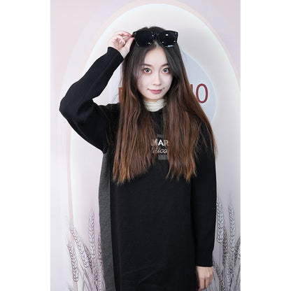 XITAI  knitted garment 08  Long Black Tops Women Thickened Extra Long T-Shirt