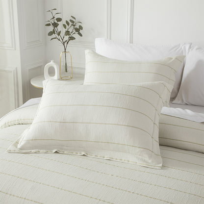 Smartex 8pc Farmhouse Striped Poly Gauze Bedding Set – Comforter Set With Sheet Set & Cushion – Neutral Beige(Price please ask customer service)Bedding Household single and double beds