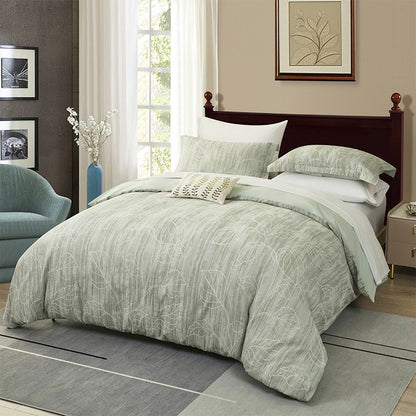 Smartex 4pc Botanical Cotton Jacquard Bedding Set – Comforter Set With Cushion – Sage Green(Price please ask customer service) Natural Fresh Style Boys