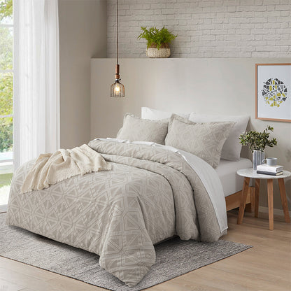 Smartex 3pc Modern Geometric Cotton Waffle Jacquard Comforter Set – Neutral Beige & Gray(Price please ask customer service)Full set High-end college students
