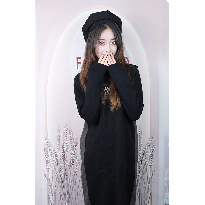 XITAI  knitted garment 08  Long Black Tops Women Thickened Extra Long T-Shirt