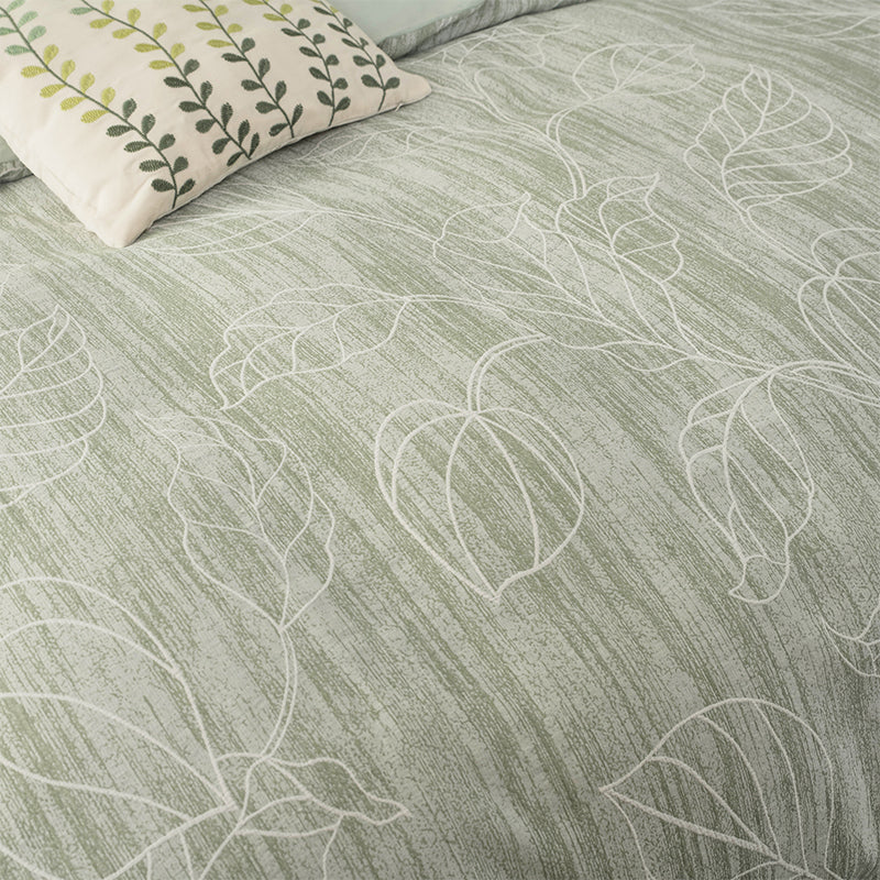 Smartex 4pc Botanical Cotton Jacquard Bedding Set – Comforter Set With Cushion – Sage Green(Price please ask customer service) Natural Fresh Style Boys