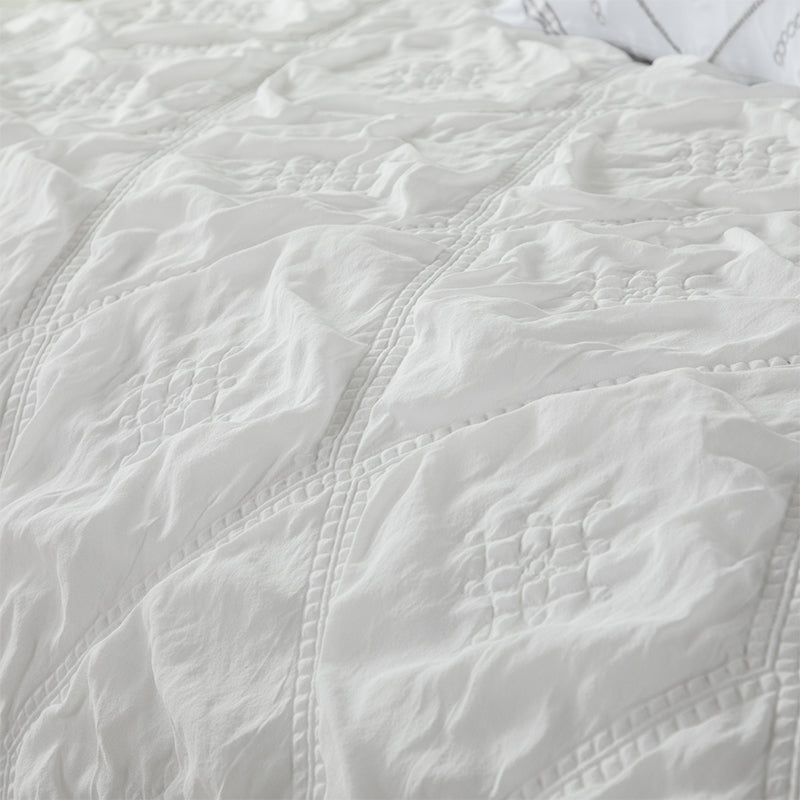 Smartex 5pc Modern Puffy Diamond Polyester Jacquard Bedding Set – Comforter Set With Cushions – White Color(Price please ask customer service) New style Master Bedroom