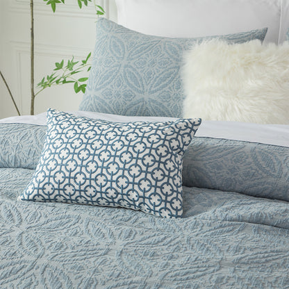 Smartex 5pc Vintage Boho Medallion Cotton Blend Jacquard Bedding Set – Comforter Set & Cushions – Distressed Blue(Price please ask customer service)Minimalist Modern Minimalist