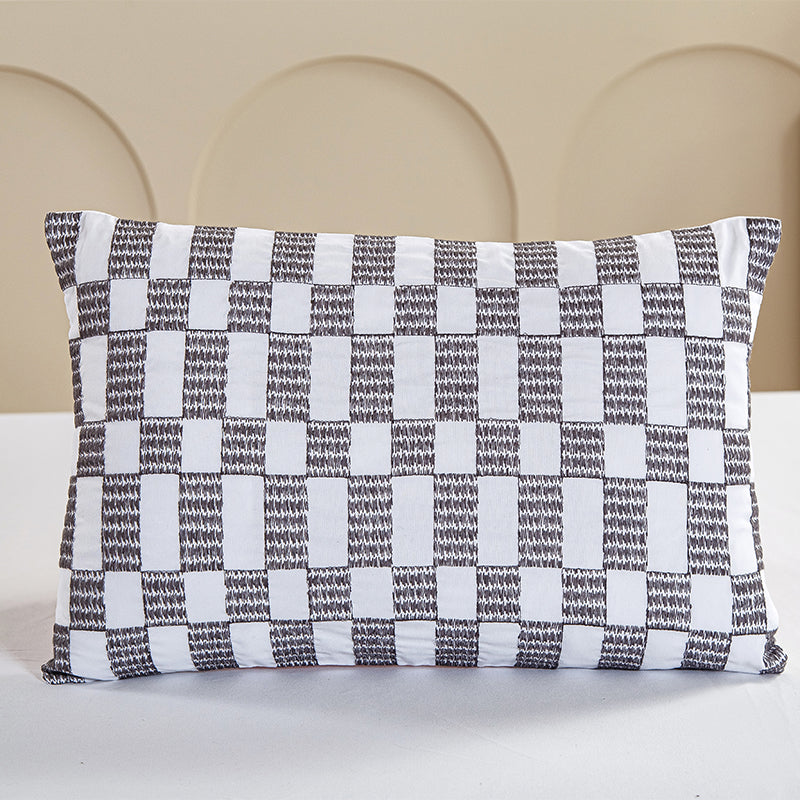 Smartex 5pc Modern Textured Stripe Poly Gauze Bedding Set – Comforter Set with Cushions – Heathered Gray(Price please ask customer service)Cozy Dormitory Pension