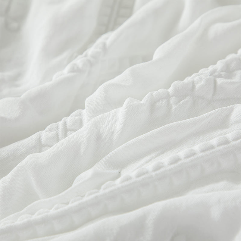 Smartex 5pc Modern Puffy Diamond Polyester Jacquard Bedding Set – Comforter Set With Cushions – White Color(Price please ask customer service) New style Master Bedroom