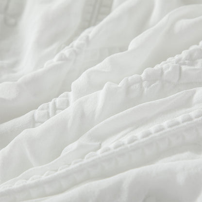 Smartex 5pc Modern Puffy Diamond Polyester Jacquard Bedding Set – Comforter Set With Cushions – White Color(Price please ask customer service) New style Master Bedroom