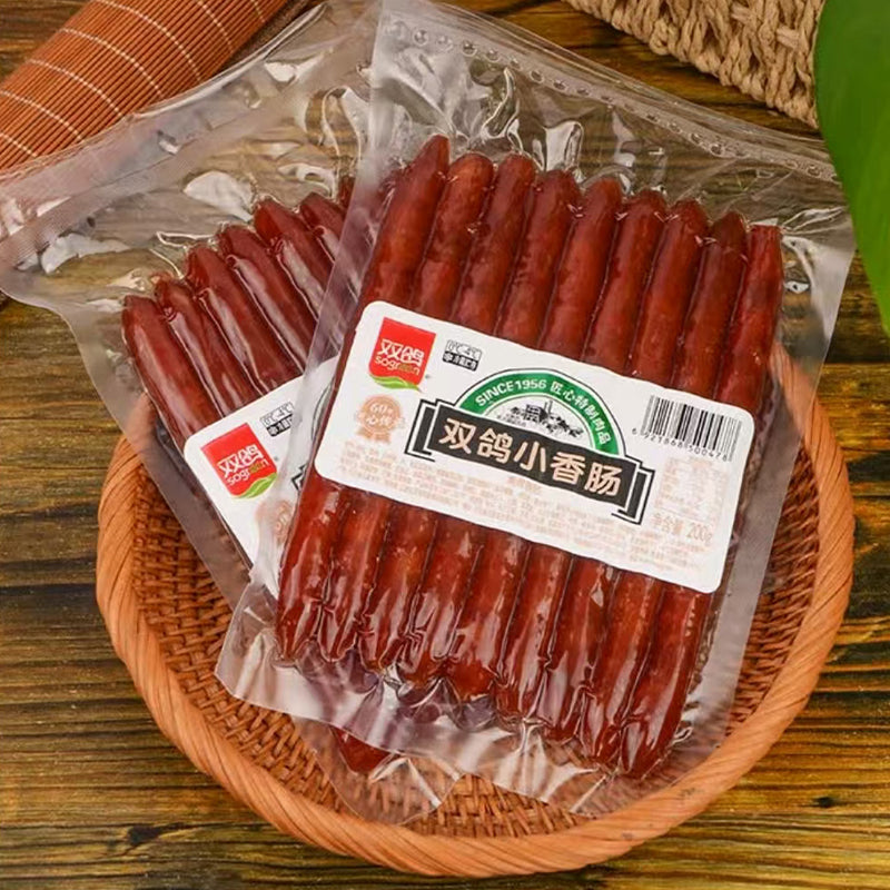 SOGREEN FOOD Double Pigeon Shijiazhuang small sausage Cantonese sweet small barbecued sausage sausage hot pot ingredients barbecue skewers ready to eat under the wine dishes Mini Sweet Sausages Farmer's Bacon
