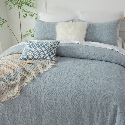 Smartex 5pc Vintage Boho Medallion Cotton Blend Jacquard Bedding Set – Comforter Set & Cushions – Distressed Blue(Price please ask customer service)Minimalist Modern Minimalist