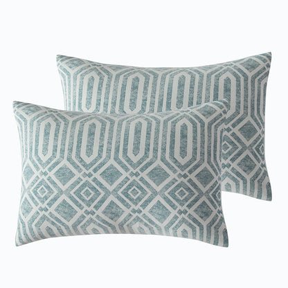 Smartex 5pc Washed Denim Look Geometric Cotton Jacquard Bedding Set - Comforter Set With Cushions – Denim Blue(Price please ask customer service)Simple style Solid color